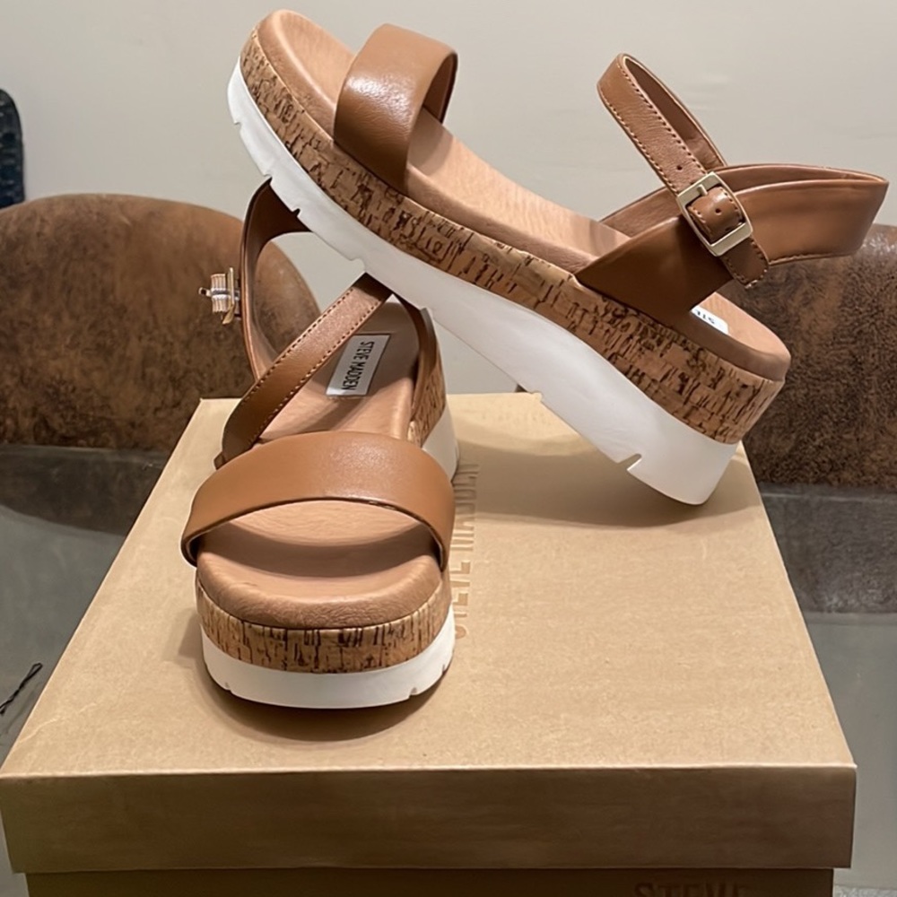 Steve Madden Roselita Cognac leather heeled sandals